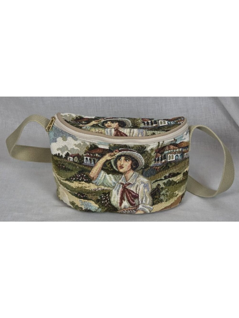 Vtg Excessories Tapestry Handbag Bag Katy TX Pastoral Scene Cottage Boho NEW!